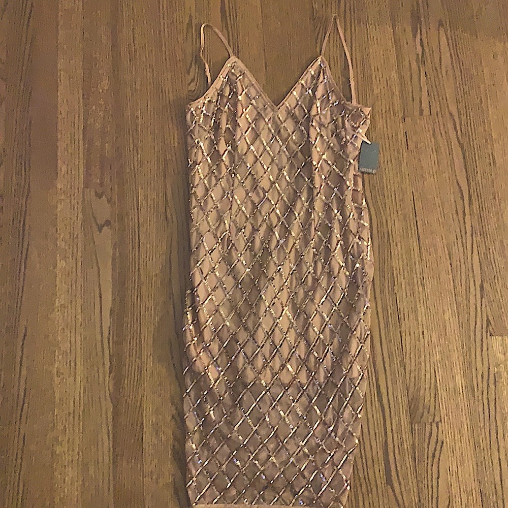 Champagne sparkly cocktail dress